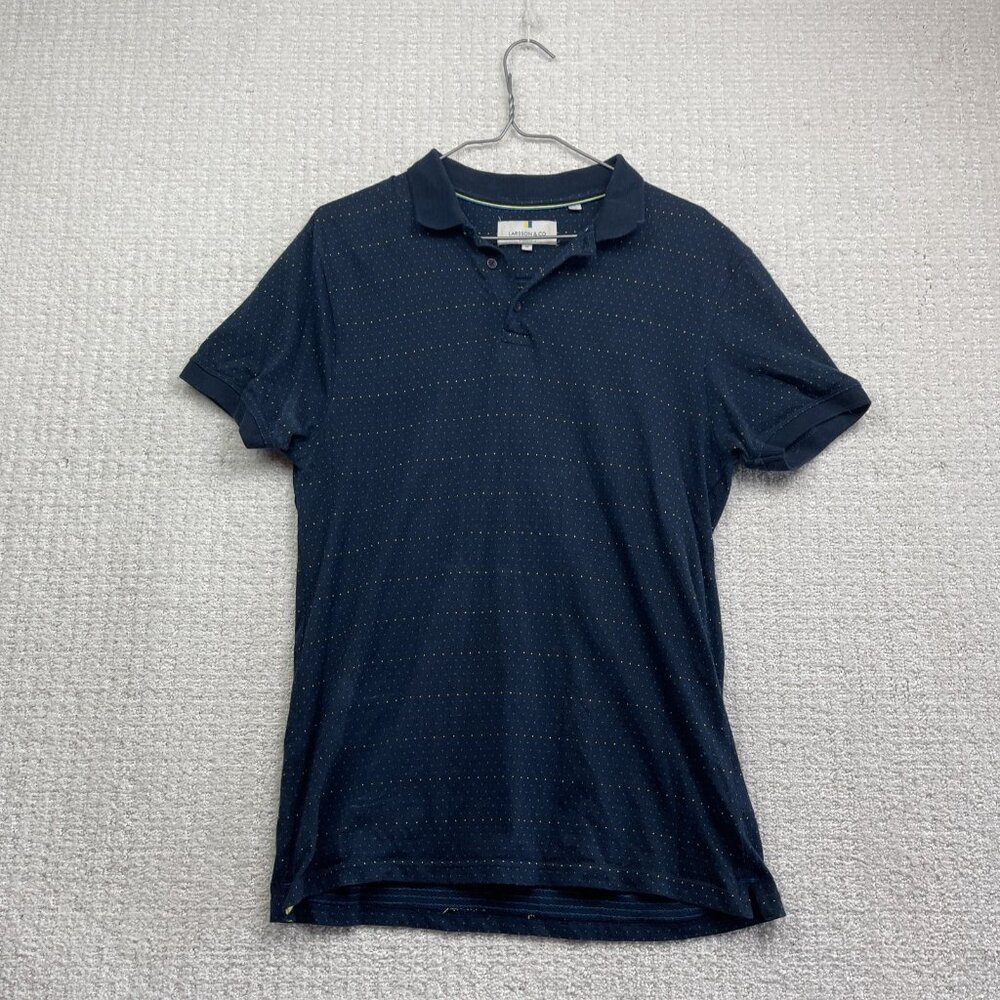 Larsson & Co Stockholm Men’s Polo Shirt Size M Blue / Yellow Polka Dot Collared